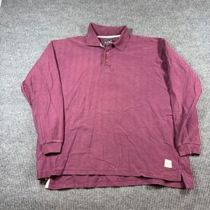 Woolrich Shirt Men's XL Long Sleeve Polo Rugby Cotton Herringbone Knit Rugged